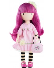 Κούκλα Paola Reina Santoro Gorjuss -  Cherry Blossom, με ροζ φόρεμα και μωβ μαλλιά, 32 εκ